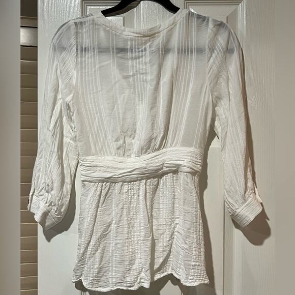 Maeve By Anthropologie White Button Down Blouse Size 0 - Picture 9 of 12